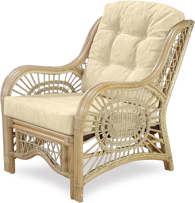 Malibu Lounge Living Accent Armchair Natural Rattan Wicker Handmade Design