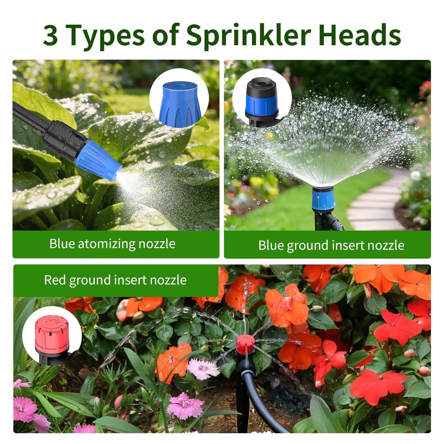 165FT Drip Irrigation System with Timer, Automatic DIY Garden Watering Kit with 1/2" & 1/4" Tubing, Solid Brass Connectors & Adjustable Sprayers for Plants, Garden, Lawn, Greenhouse, Raised Beds