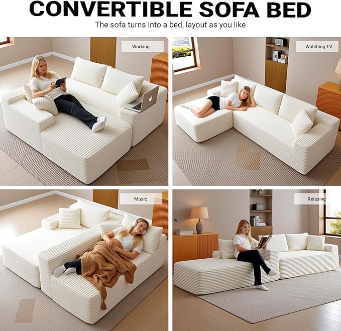 Cloud Sectional Couch, Corduroy Boneless Couches