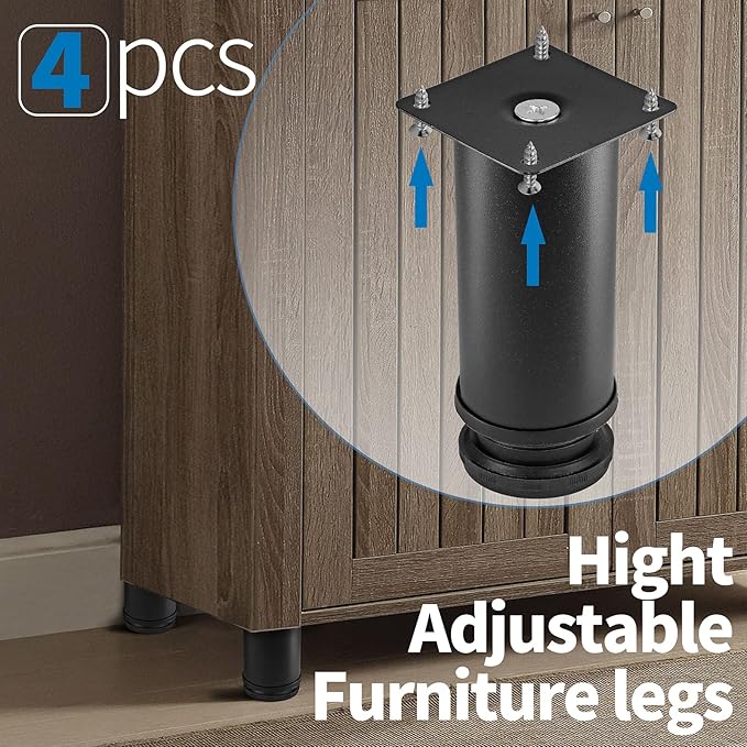 5 Inch Metal Furniture Legs Stainless Steel Adjustable Legs Black Metal Legs
