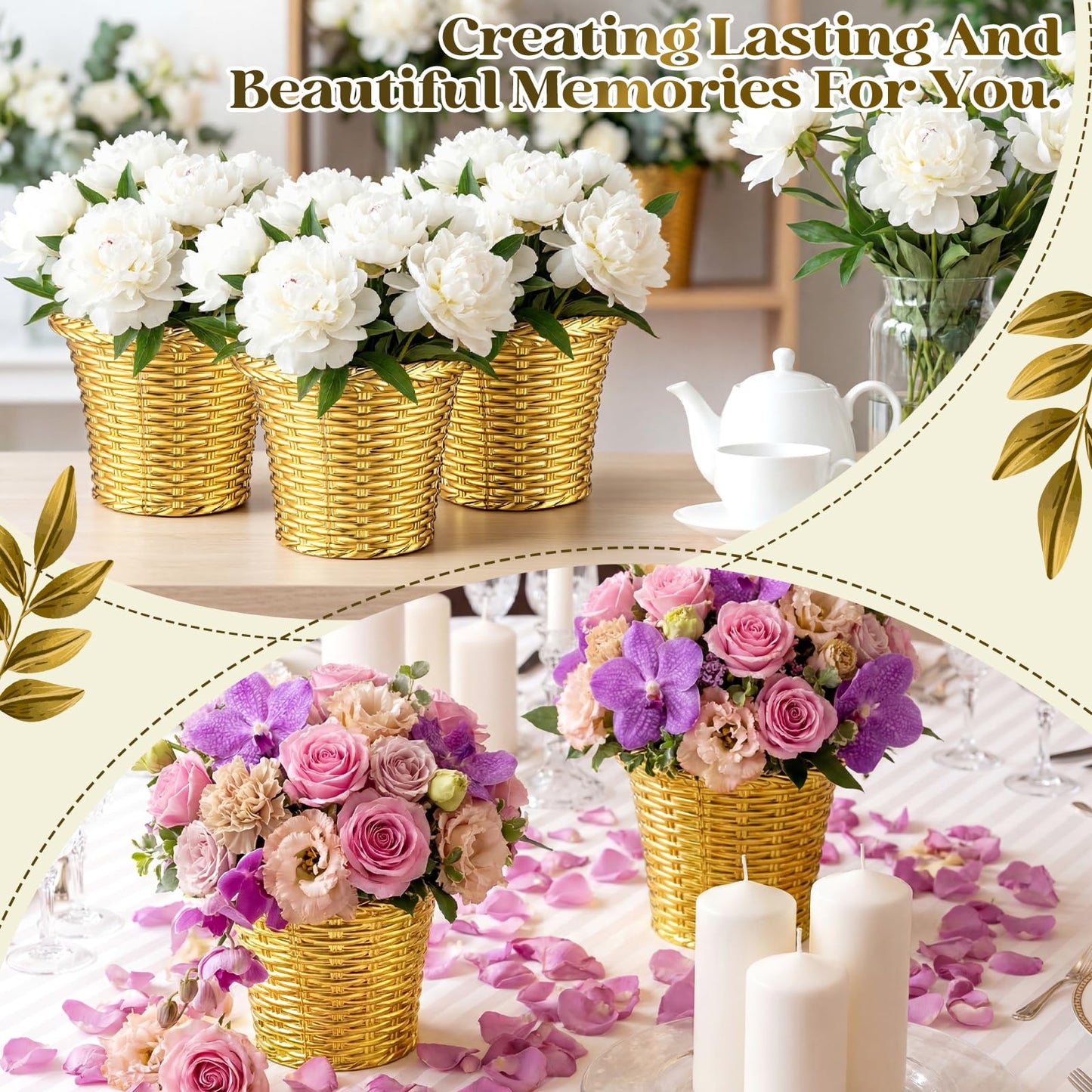 Ferrochef 12 Pcs 4.3'' Small Gold Vases Bulk Mini Decorative Plastic Gold Vases Bud for Wedding Table Centerpieces Flower Candy Indoor Outdoor Garden Tea Birthday Party Decor