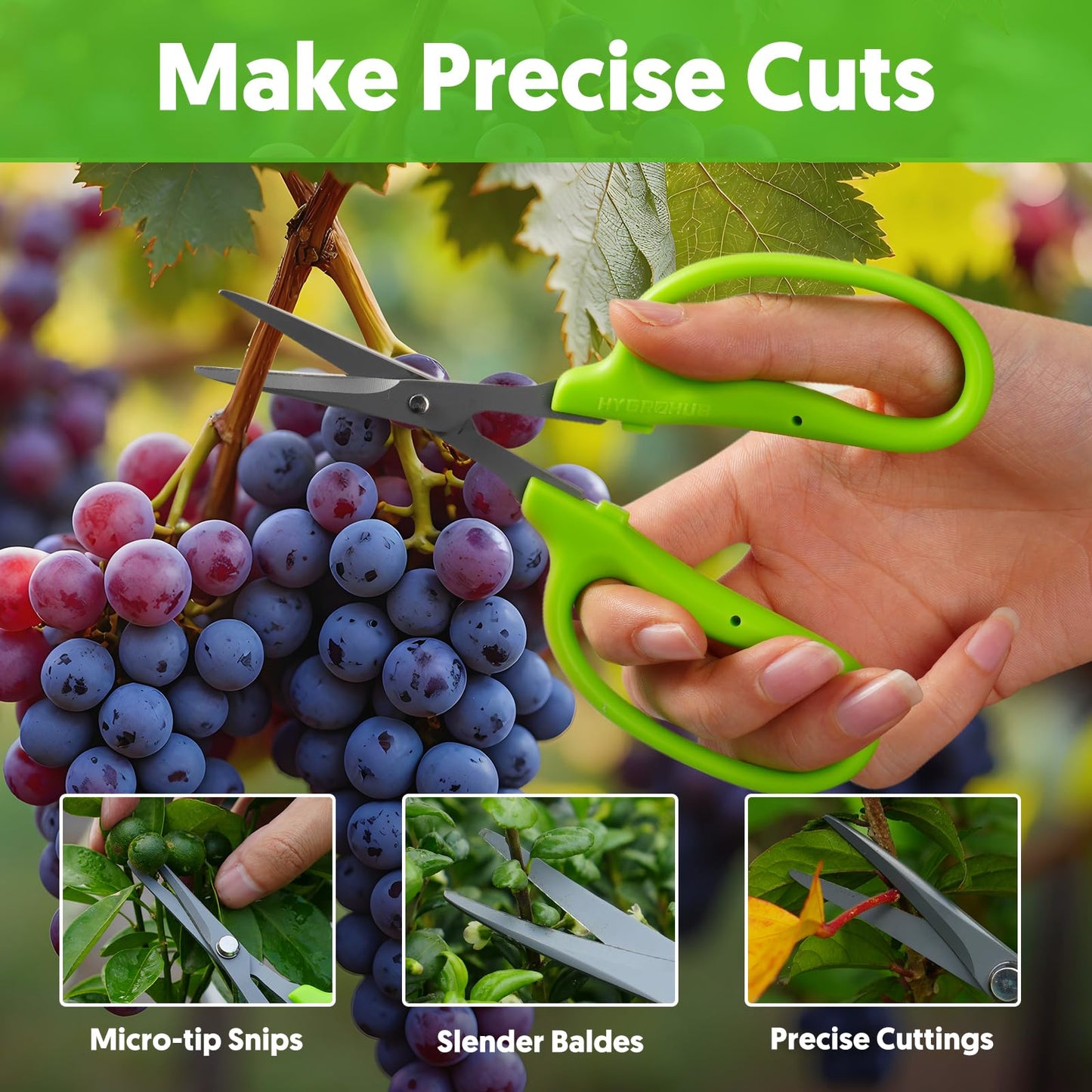 Garden Scissors, 2pcs 6in Pruning Shears Snips Non-stick Coated Sharp Steel Blades - Gardening Tools Garden Shears for Plants Herb Flowers in Grow Tent and Hydroponics