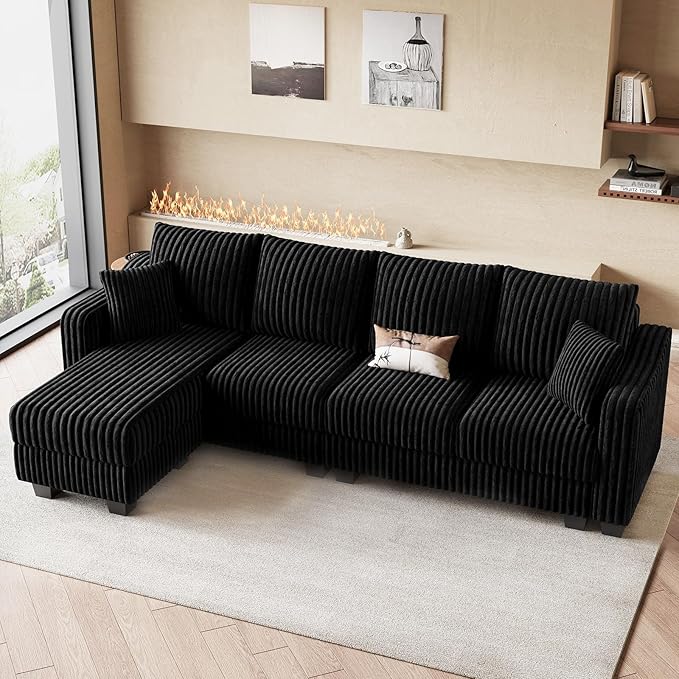 Belffin Sectional Couch with L-Shape Chaise L Shaped Couch with Ottoman