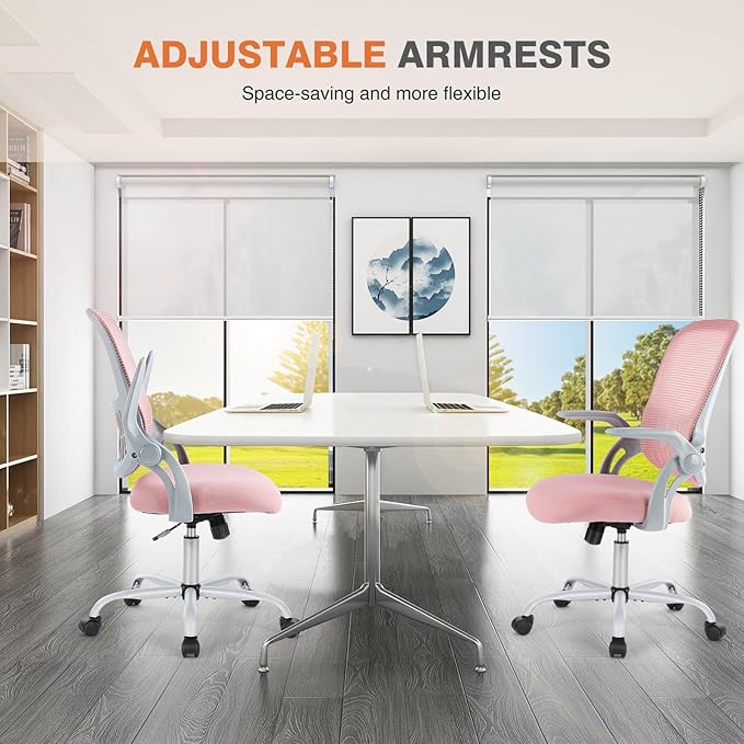 Sweetcrispy Home Office Computer Desk Chair, Ergonomic Mid-Back Mesh Rolling