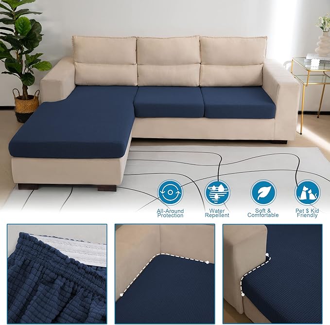 Water Repellent Couch Cushion Cover 3 Pieces Sofa Seat Cushion Covers, Stretch
