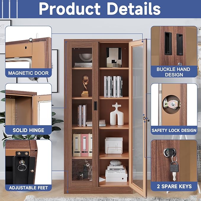 Display Cabinet with Glass Doors, Display Case Cabinet