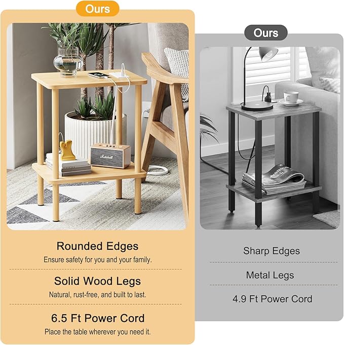 Apicizon 2 Tier End Table Set of 2, Small Side Table