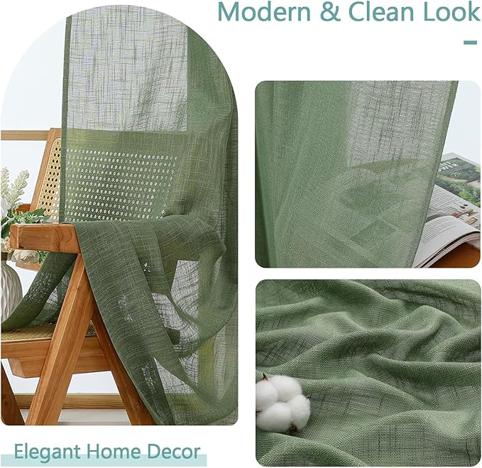 Chyhomenyc Semi Sheer Curtains 63 Inch Length 2 Panels