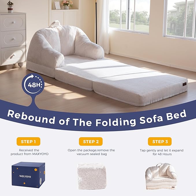 MAXYOYO Folding Sofa Bed with Backrest, Boneless Fold Out Couch Bed with Handle