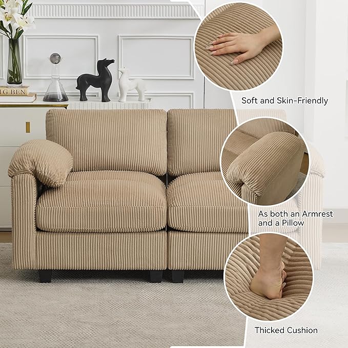 61'' Modular Loveseat Sofa, Extra Deep Seat Cloud Couch