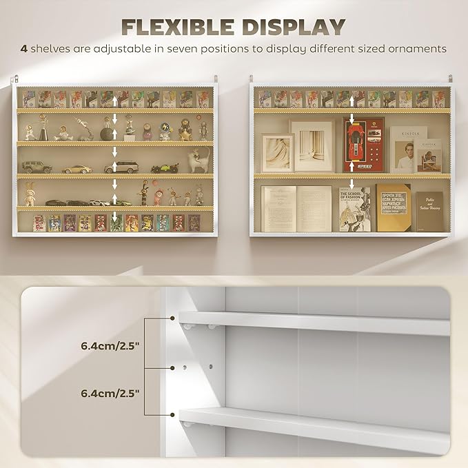 HOMCOM 5-Tier Display Cabinet, Glass Door Cabinet