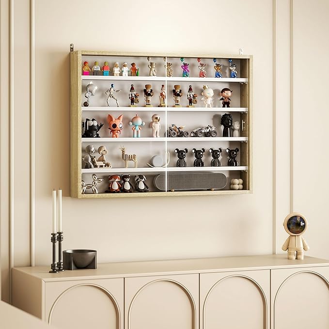HOMCOM 5-Tier Display Cabinet, Glass Door Cabinet
