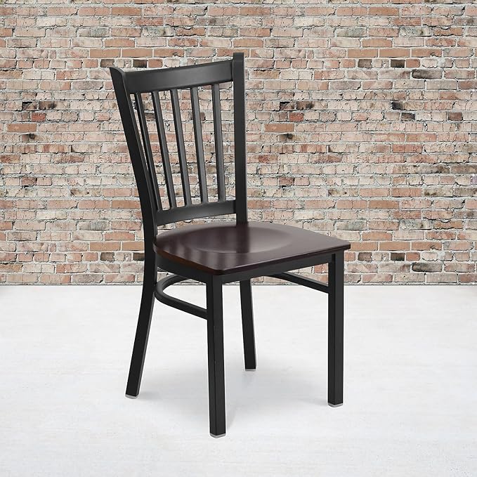 Flash Furniture 2 Pack HERCULES Series Black Vertical Back Metal Restaurant