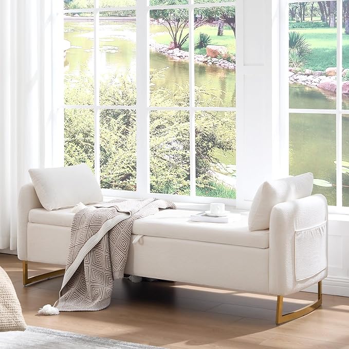 65" Storage Ottoman Bench, Storage Bench