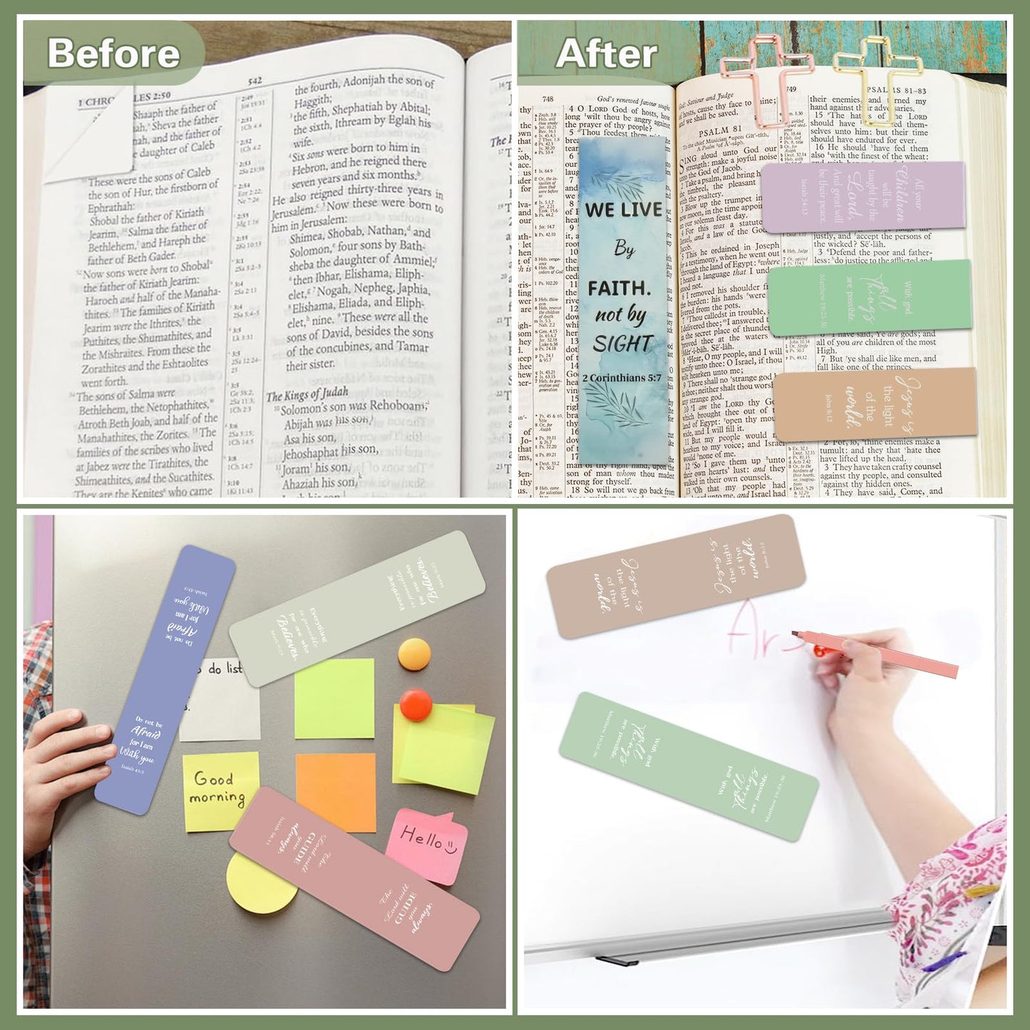 HRFGWDD Bible Study Supplies Kit for Women 96PCS Bible Journaling Kit with Bible Tabs for Women,Bible Highlighters and Pens, Bookmark, Journal, Bible Bag, Stationary Gift Set[Green]