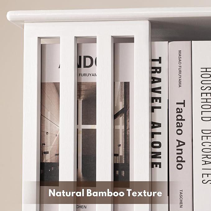 YOWOS Rotating Bookshelf Tower, 360° Display Spinning Bookcase, Bamboo