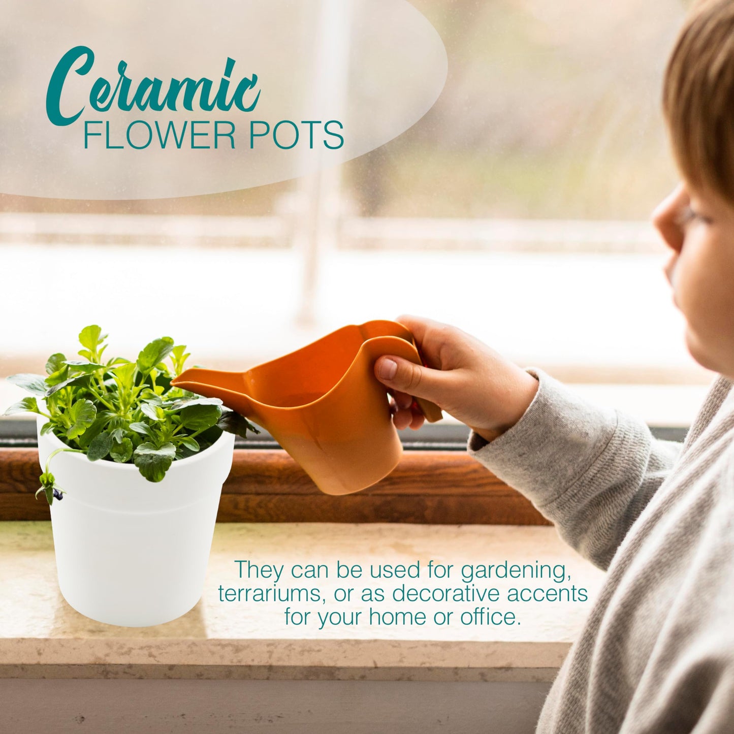 4E's Novelty Ceramic Flower Pots with Drainage Holes, 3.14", Pack of 12, Small Clay Garden Planters for Succulents, Cactus, Plants, DIY Easter Spring Craft Activity