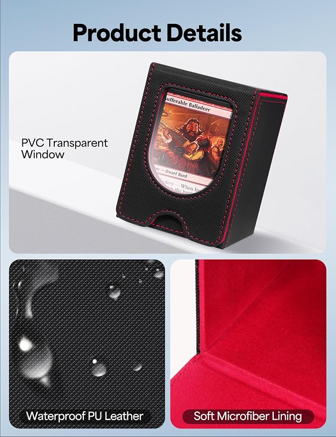 4 Pack Card Deck Box for MTG Commander, Card Case Holds 100+ Double-Sleeved Cards, Magic Card Box Fits for TCG/PTCG/CCG Card with 8 Dividers (4 Colors)