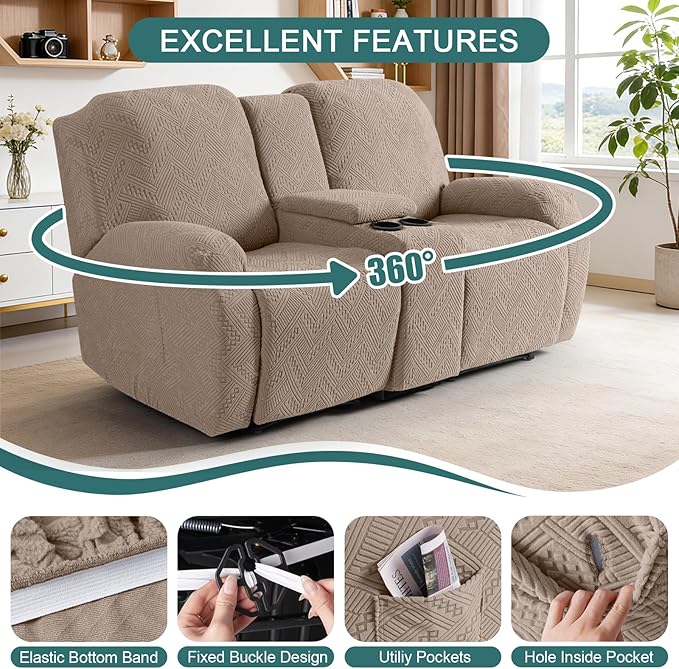 Ruaozz Stretch Loveseat Recliner Covers