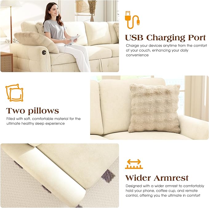 Ihanherry 59-inch Convertible Sofa Bed, Pull Out Sleeper