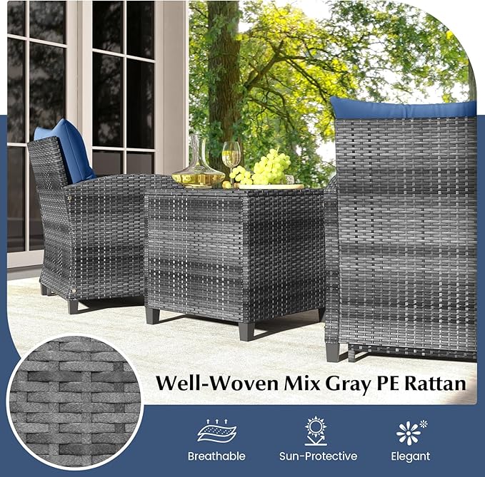 Tangkula 5 Pieces Patio Conversation Set, PE Wicker Rattan Outdoor Furniture Set