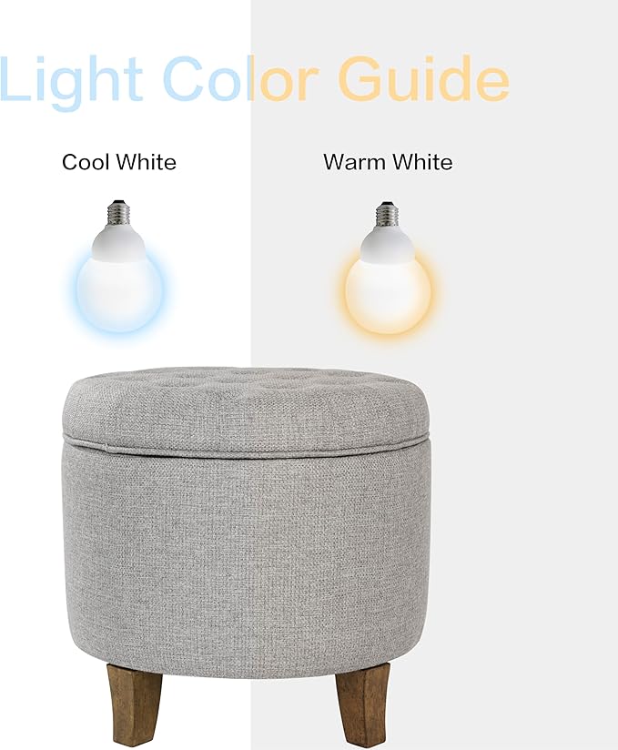 Homepop Home Decor | Upholstered Round Tufted Foot Rest Ottoman | Ottoman