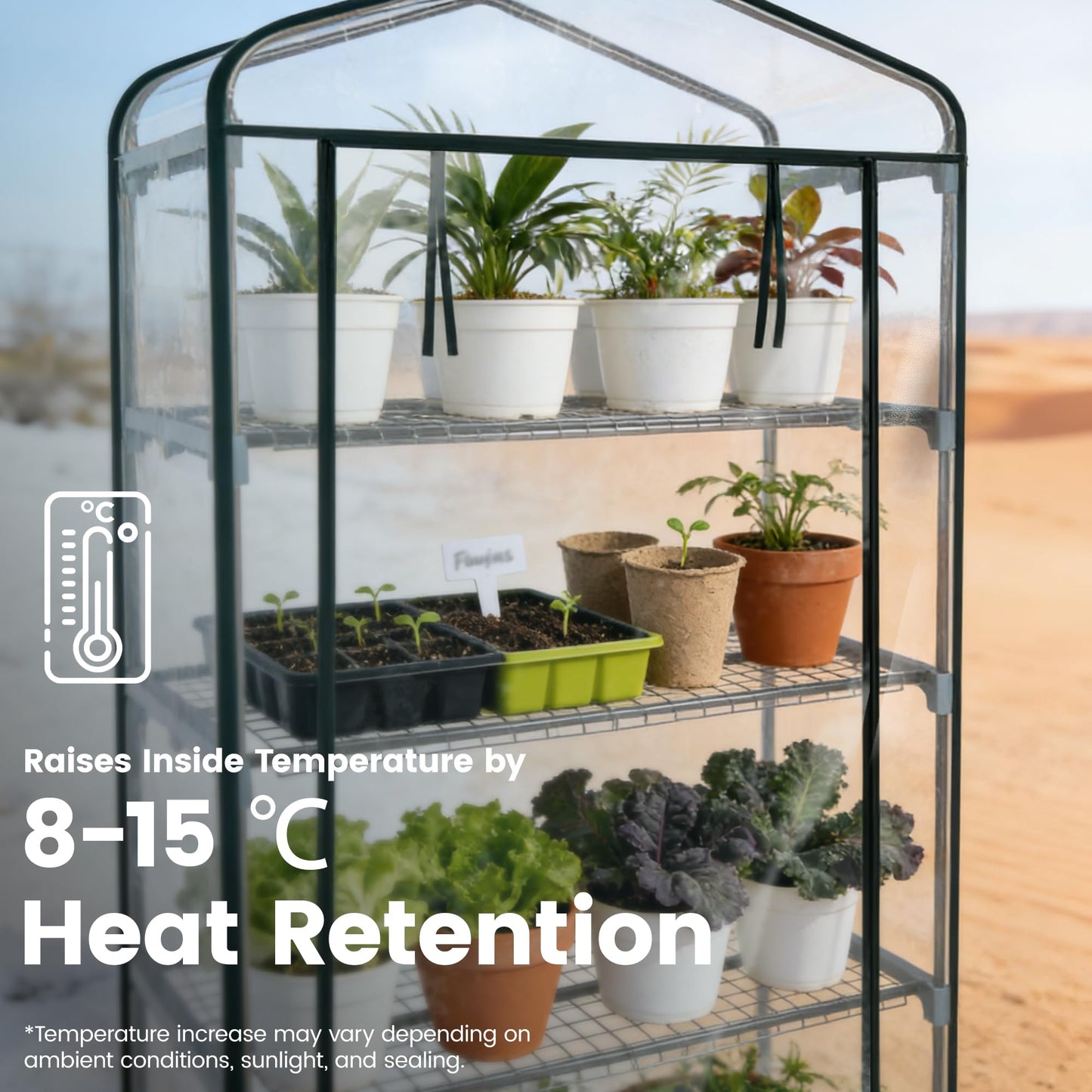 Worth Garden 5 Tier Mini Greenhouse - 75'' H x 27'' L x 19'' W - Sturdy Portable Gardening Shelves with Transparent PVC Cover - Small Porch Green House for Growing Plants Flowers Indoor & Outdoor