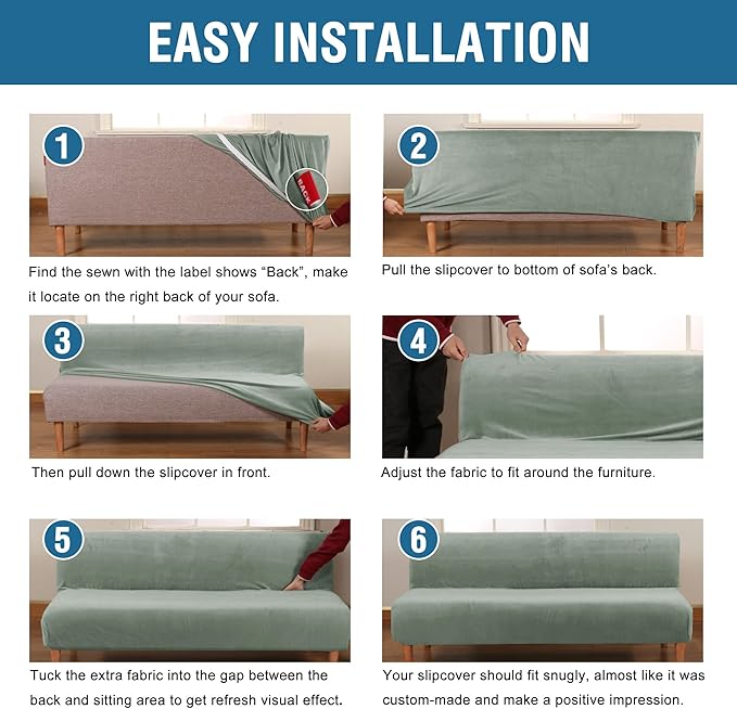 H.VERSAILTEX Real Velvet Futon Cover Armless Sofa Covers Sofa Bed Covers