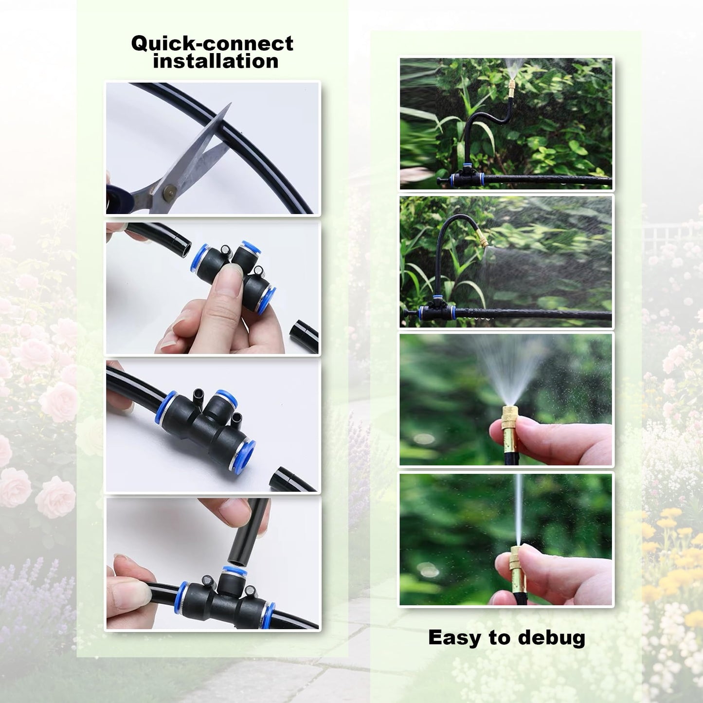 Drip Irrigation System, 2026-Upgrade 50Ft 1/4"Watering Kit with 15 360° Adjustable Copper Nozzles & 3/4" Copper Connector, DIY for Garden, Greenhouse, Pots, Raised Beds & Yard