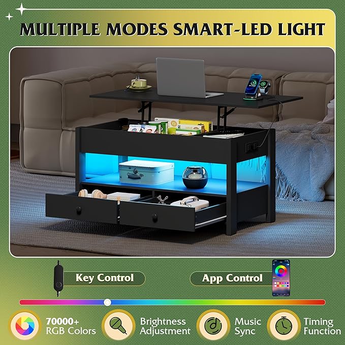 WLIVE Coffee Table, Lift Top Coffee Table