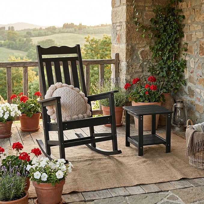 Stoog Patio Rocking Chair, All-Weather Porch Rocker, 400 lbs Weight Support