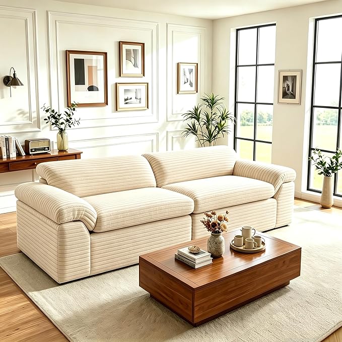 Vesgantti 118" Modular Sectional Couch, Comfy Corduroy Upholstered Cloud Couches