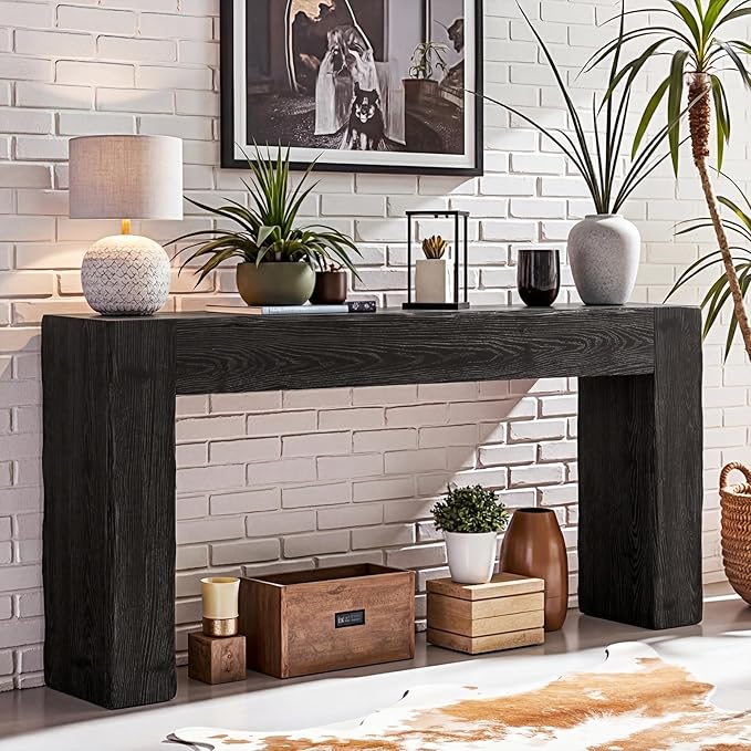 Tribesigns 63-Inch Solid Wood Console Sofa Table, Farmhouse Long Entryway Table