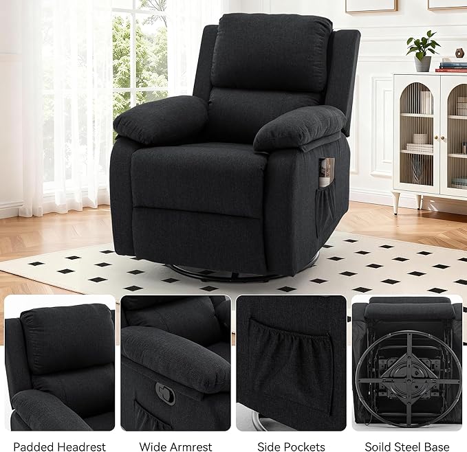 Korser Recliner Chair, 360 Swivel Rocker Chair