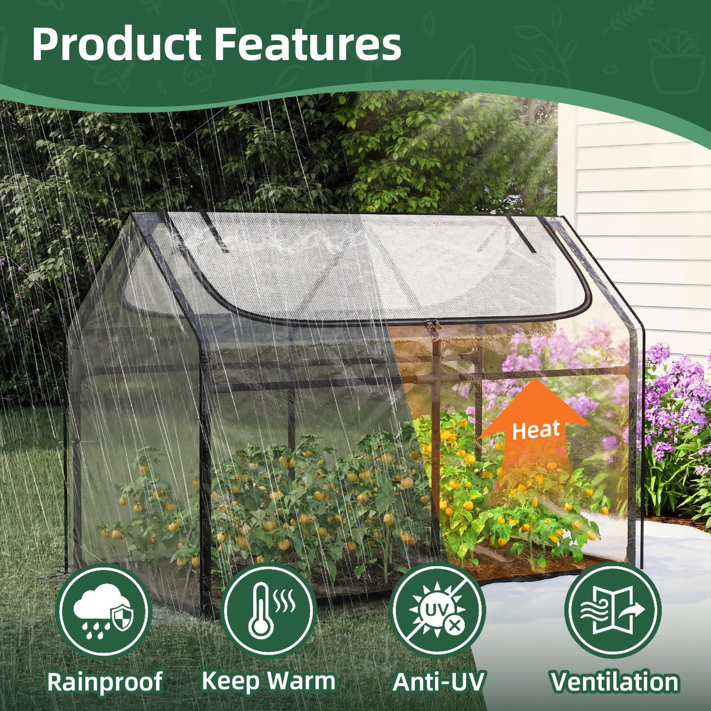 Superlele Mini Greenhouse for Outdoor, 48x24x36In Portable Greenhouse with 2 Large Zipper Doors, Transparent PVC Cover for Plant Protection and Spring Gardening, Reinforced Frame