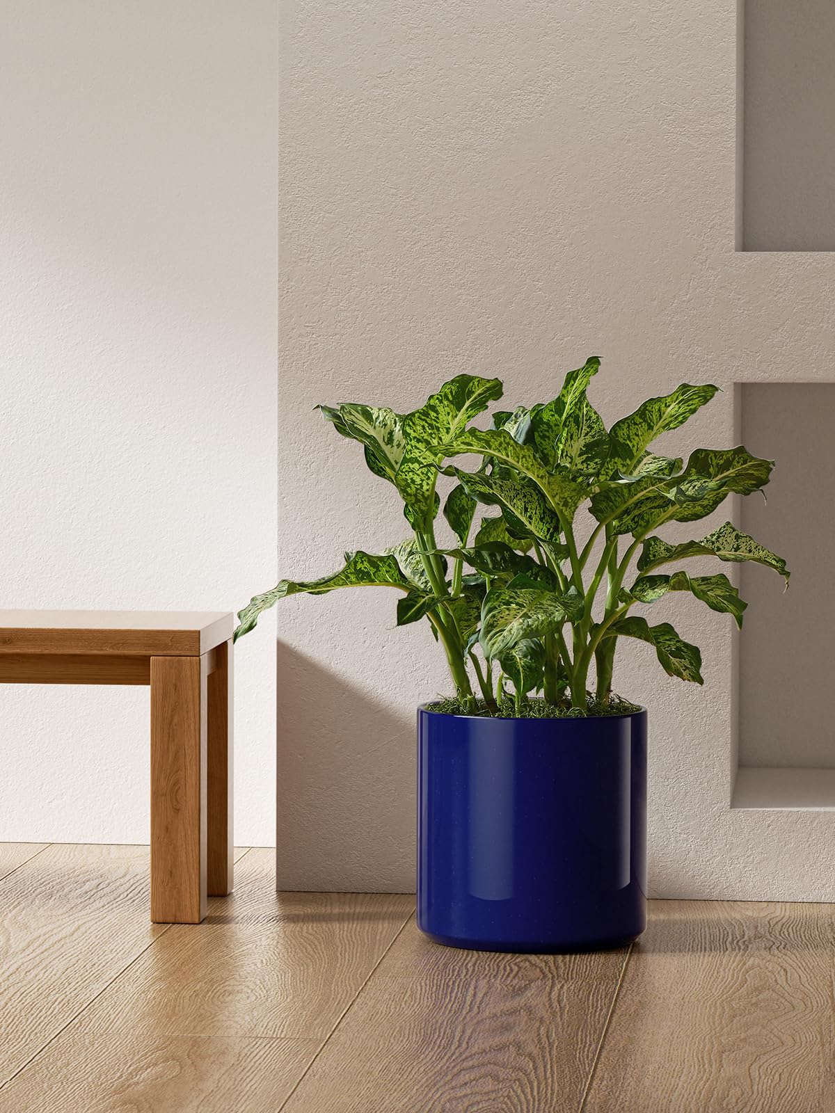 LE TAUCI 12 Inch Pot for Plants, Ceramic Planters for Indoor Plants, Mid-Century Modern Cylinder Flower Pots with Drainage Hole, Fits Fiddle Leaf Fig & Monstera, Home Decor, Midnight Blue
