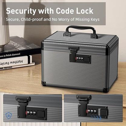 Lockbako Medicine Lock Box with Code, Locking Medicine Box with Removable Tray, Portable First Aid Box for Home, 10 * 6.9 * 6.9 Inch (Black)