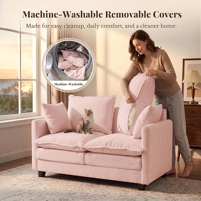 Loveseat Sofa with Cloud 3-Layer Cushion & 27" Deep Seat, Modern Love Seat