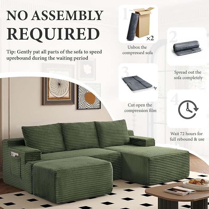 96" Sectional Couches for Living Room Cloud Couch Sofa
