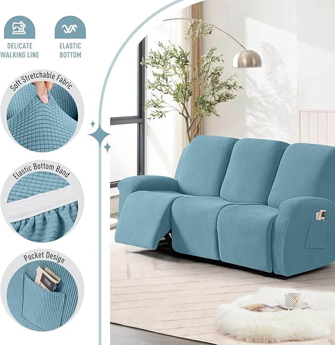 TAOCOCO Recliner Sofa Covers 8-Pieces Stretch Large Couch Covers