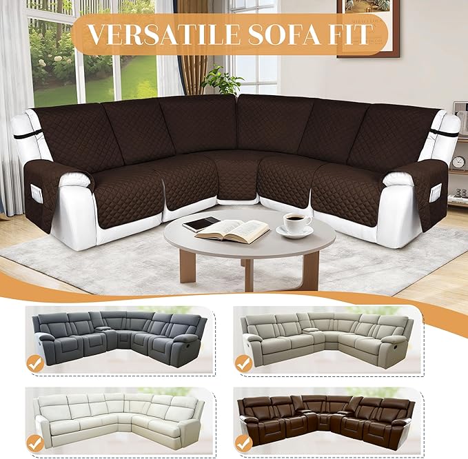 HDCAXKJ 100% Waterproof Reclining Sectional Couch Covers L Shape Recliner Sofa