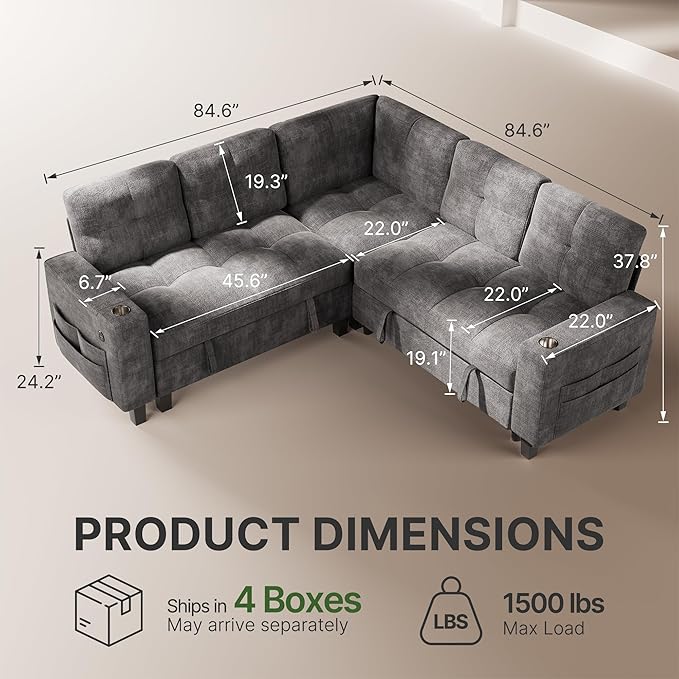 Marsail 84.6" Sectional Sleeper Sofa