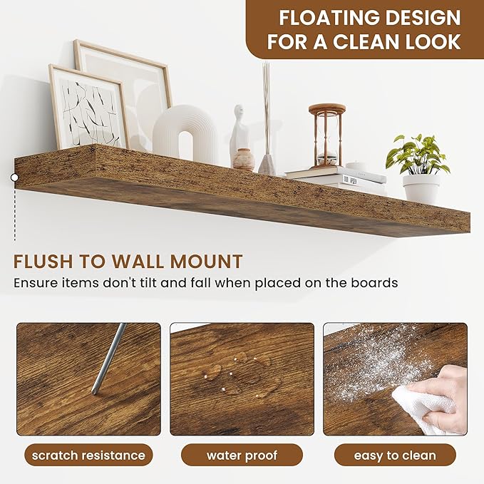 fuqing Floating Shelves for Wall, Wall Mounted Wood Floating Shelf