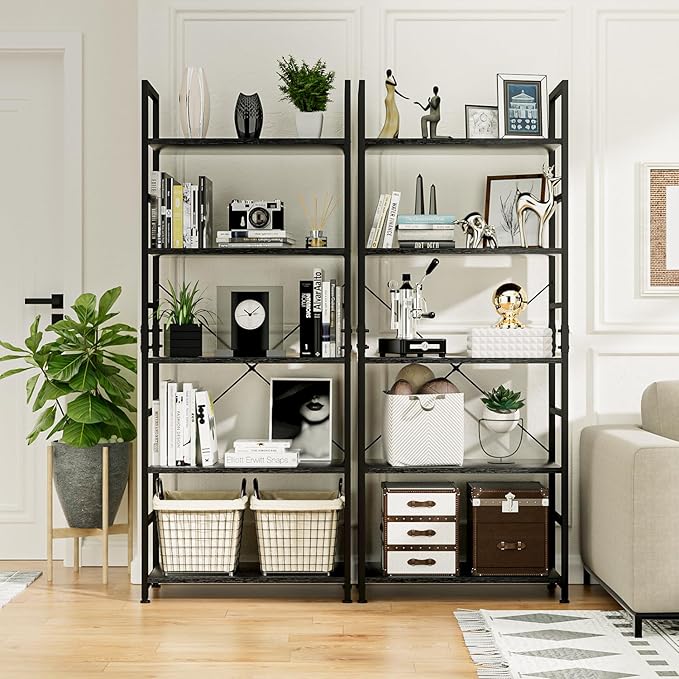 NUMENN 5 Tier Bookshelf, Tall Bookcase Shelf Storage Organizer, Modern Book