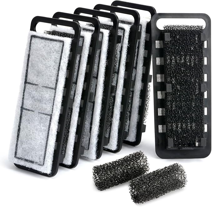 NICREW Slim Aquarium Filter Cartridges (6 pcs) with Intake Sponges (2 pcs)