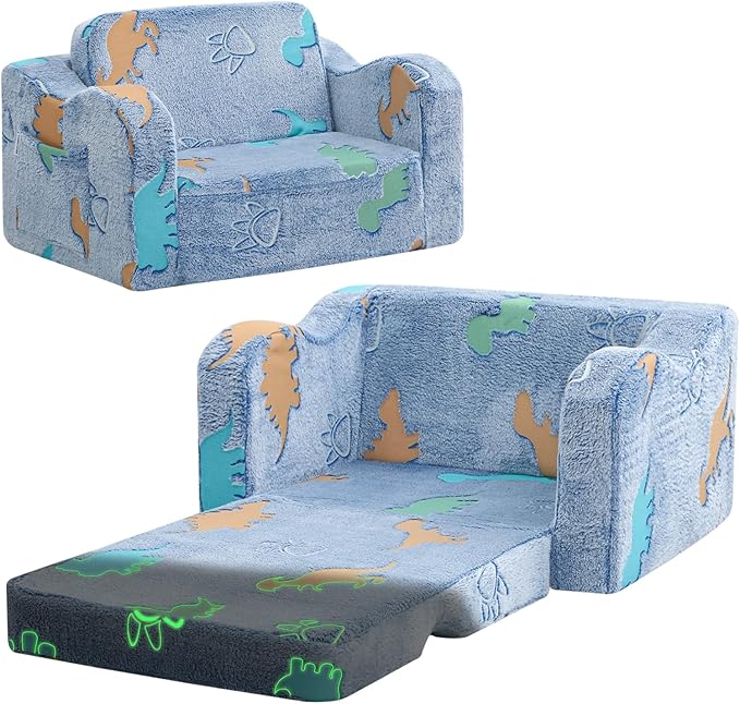MeMoreCool Glowing Dinosaur Kids Chair, Glow-in-the-Dark Kids Couch