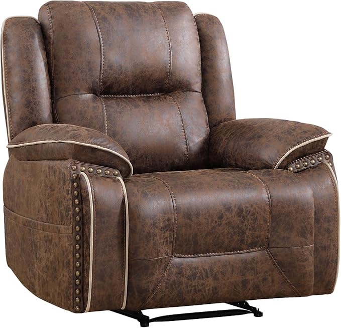 EBELLO Faux Leather Manual Recliner Chair, 1 Seater Reclining Sofa Chair