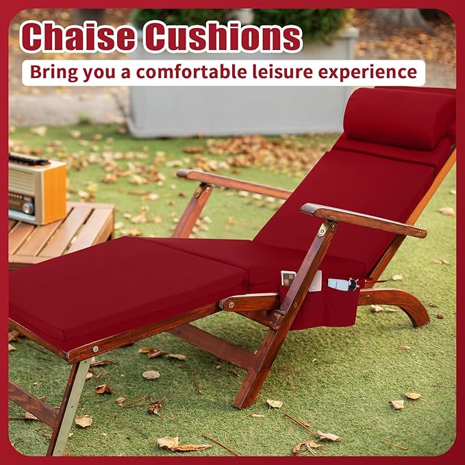 Wenqik 2 Pcs Outdoor Chaise Lounge Cushion