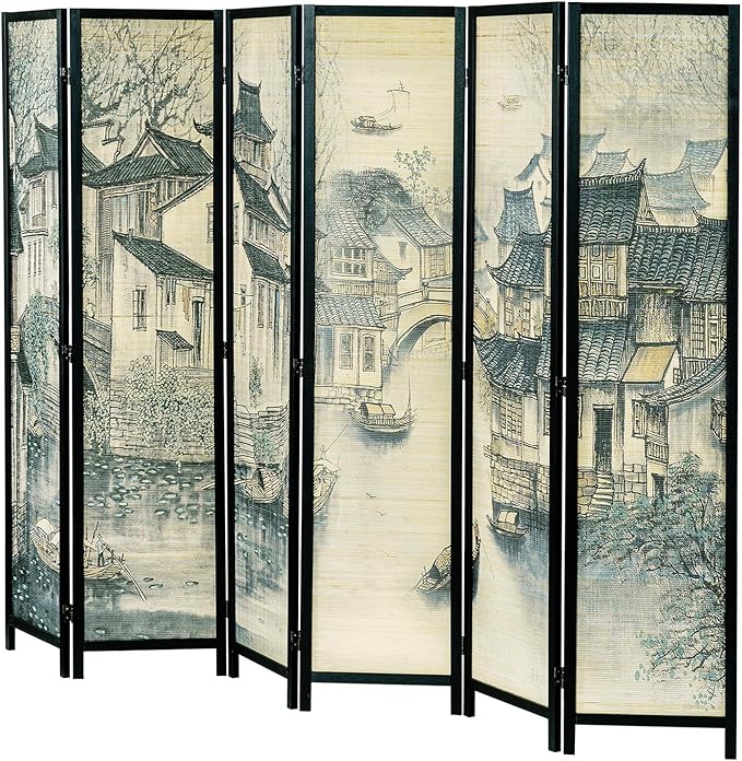 MyGift 6 Panel Room Divider Privacy Partition