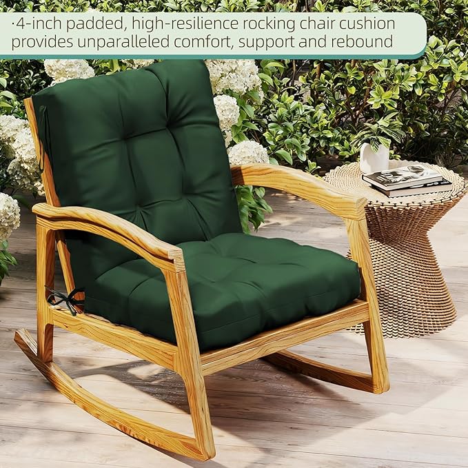 Outdoor Chair Cushions Set of 2, High Back Soft Seat Pad
